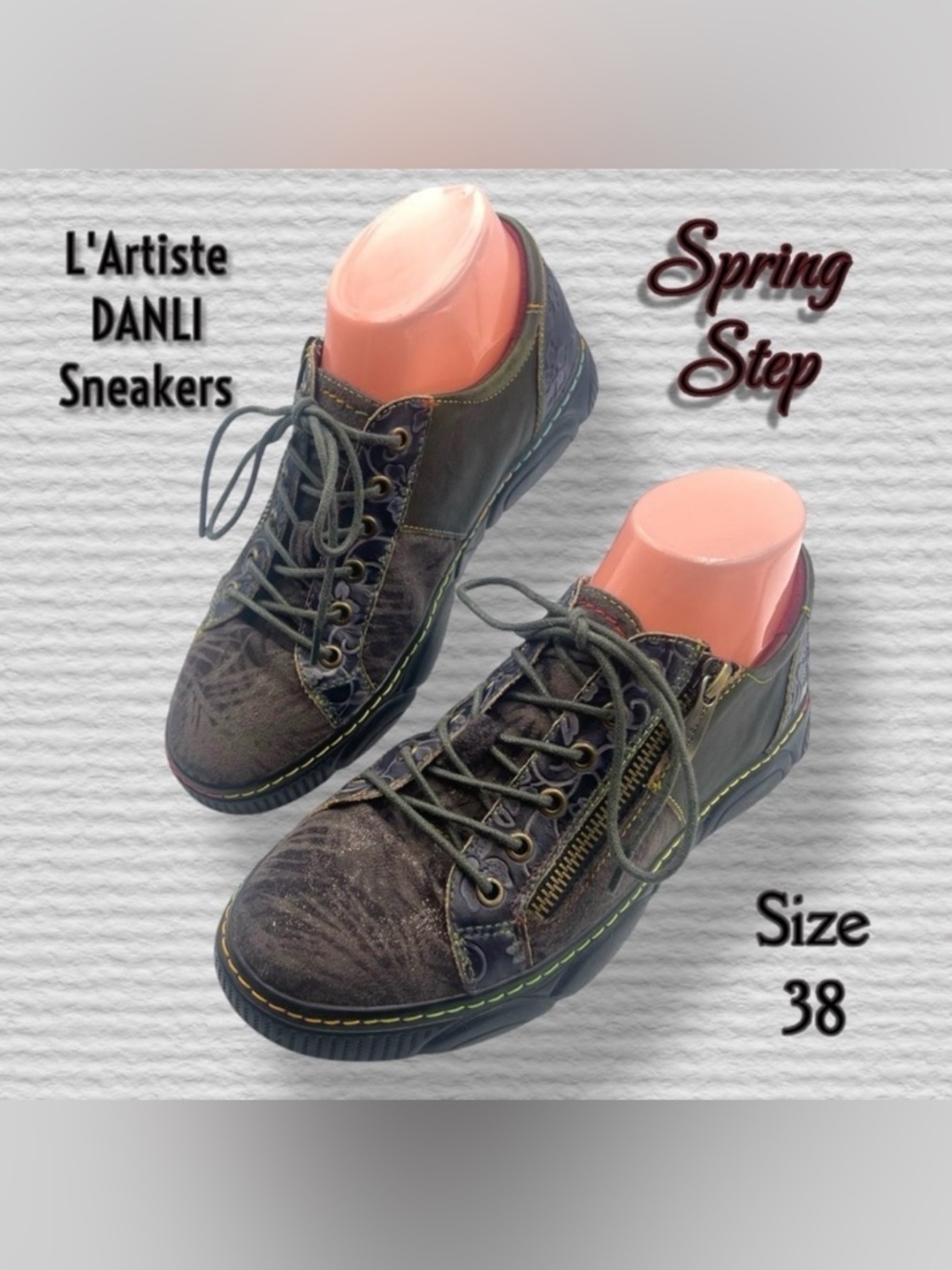L'Artiste DANLI-Bloom Sneakers with Aertex Insoles Size EU 38 / US 7.5-8